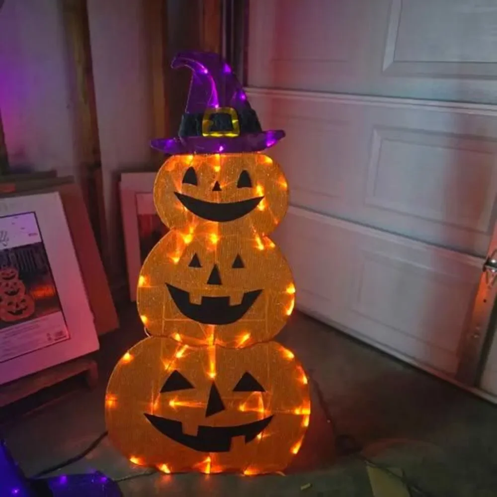 Gemmy Spooky Moods 4 Ft Lighted Jack-O’-Lantern Stack Halloween Decor